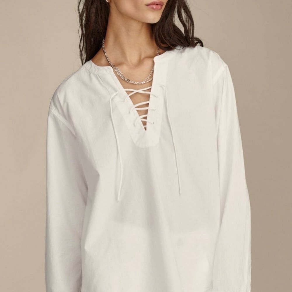 Abercrombie linen lace up flowy top